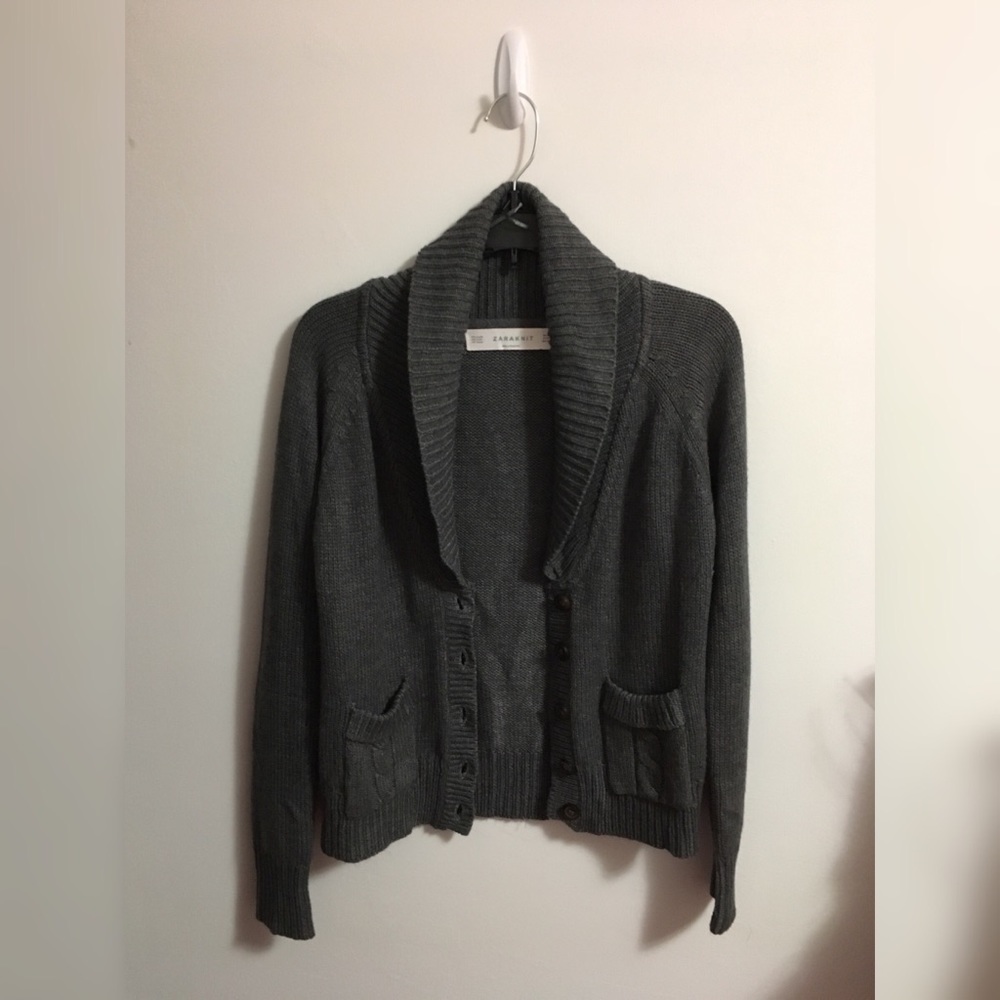 Gray Zara Cardigan Sweater